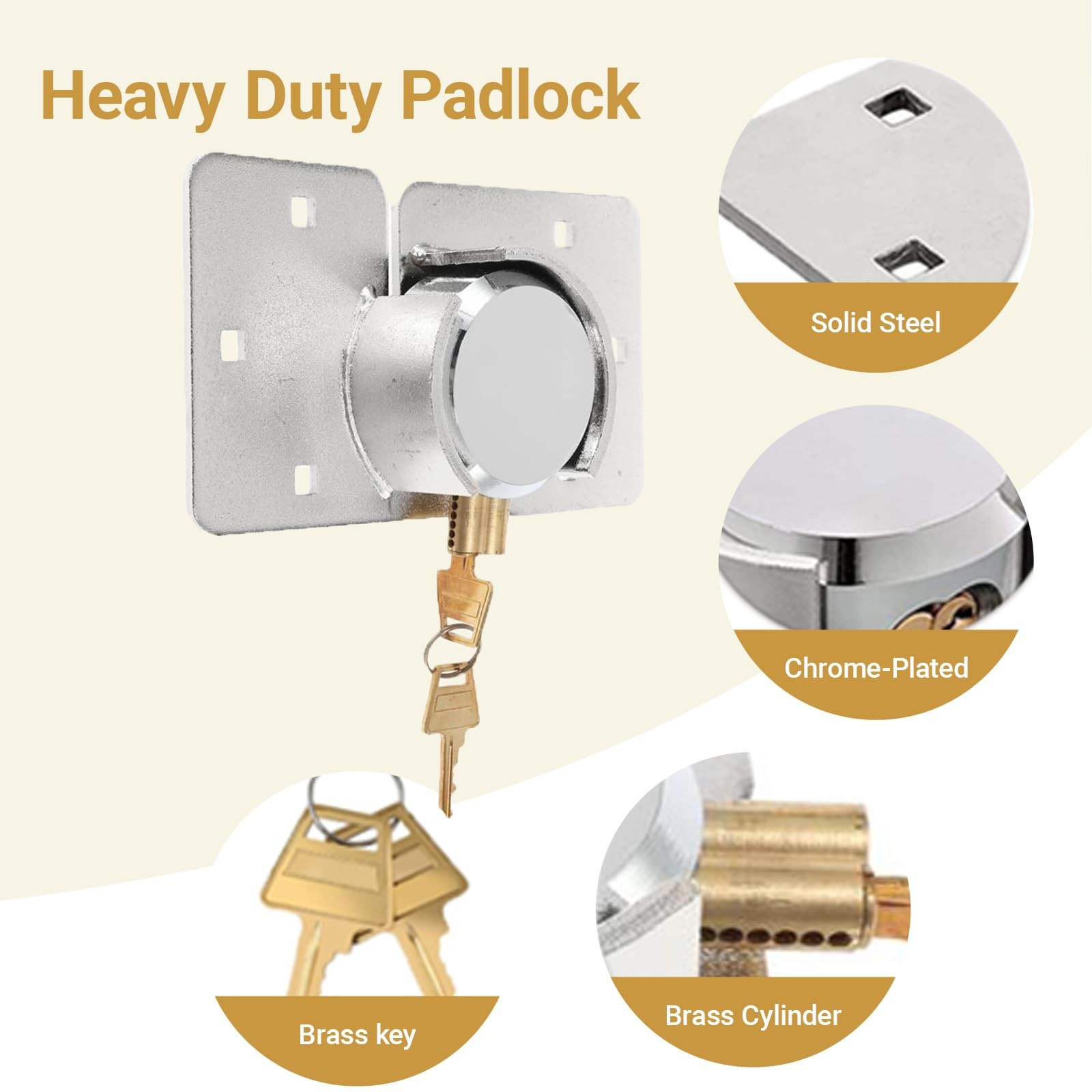 Keyed Alike Solid Steel Security Van Door Padlock Hasp Lock W/ 4 Keys 73MM 2PK