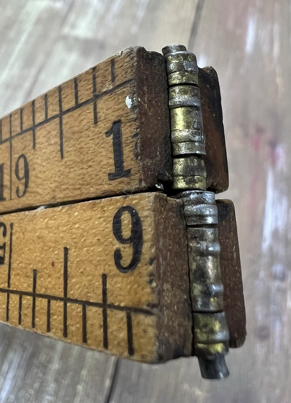 Made In USA Antique 24” Wood & Brass Pocket Folding Ruler No. 22P