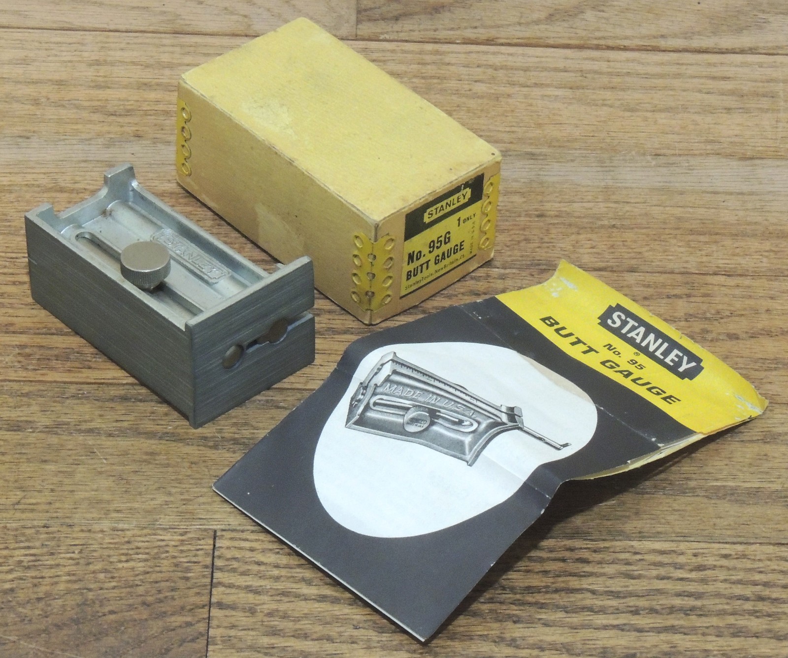 LITTLE USED STANLEY No. 95G ALUMINUM BUTT GAUGE w/ORIGINAL BOX-ANTIQUE HAND TOOL