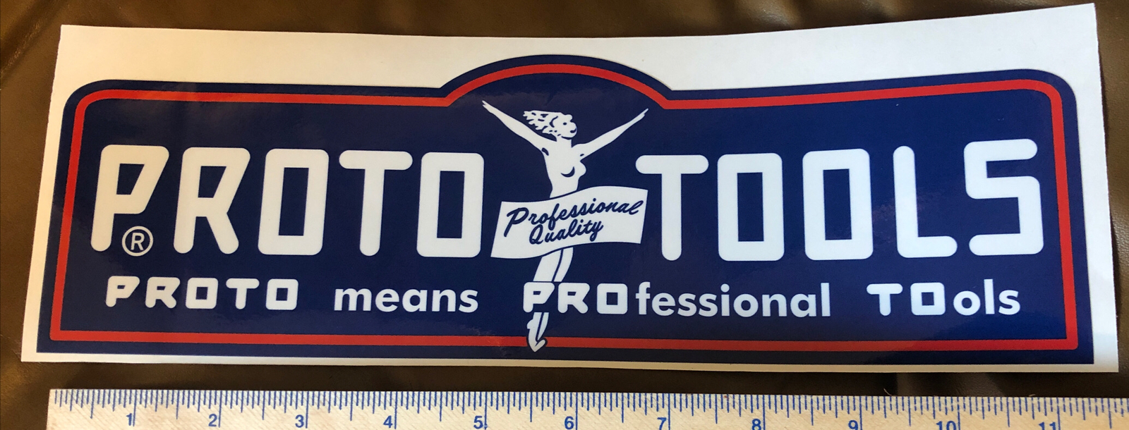 Proto Tools Red White Blue Flying Lady decal for vintage tool box Giant 12” Long