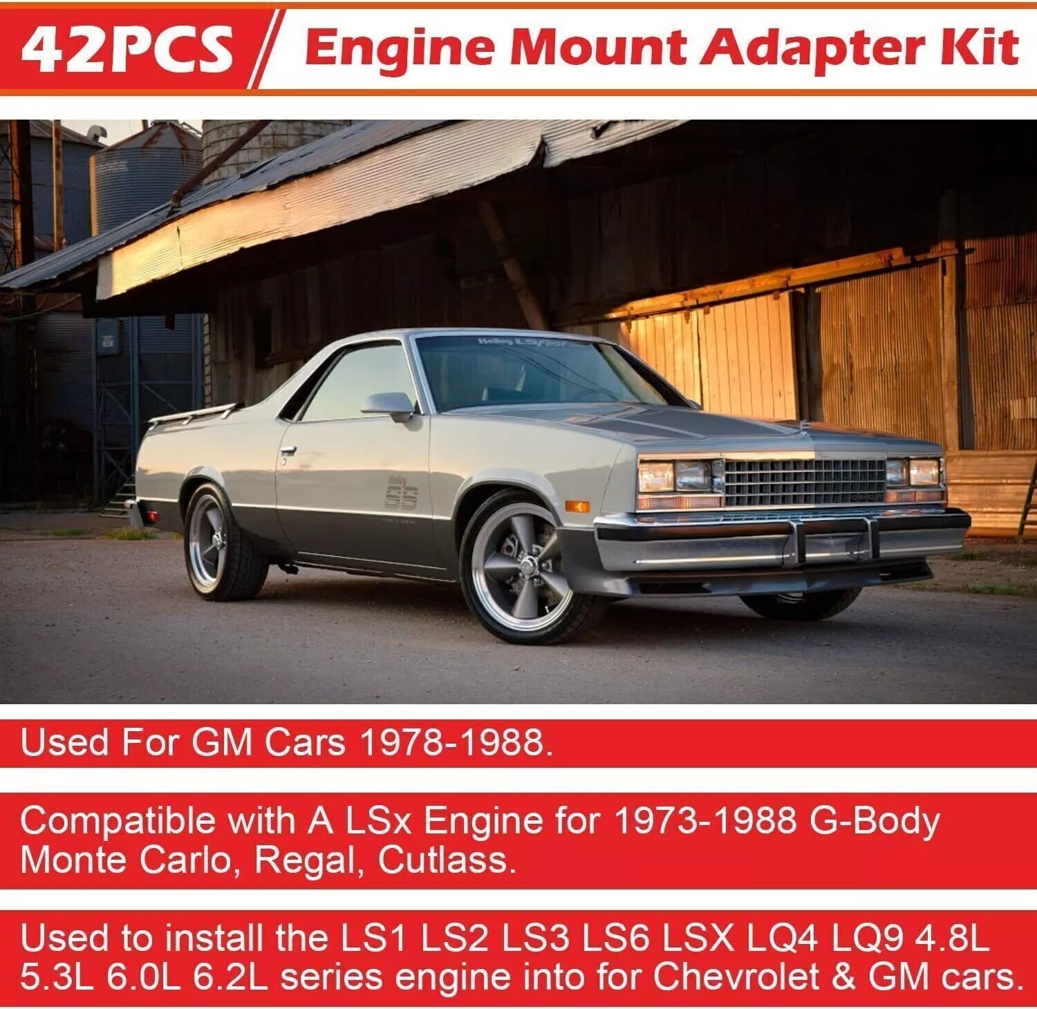 LS Conversion Engine Swap Mounts Adjustable with Hardware For GM Body 1978-1988