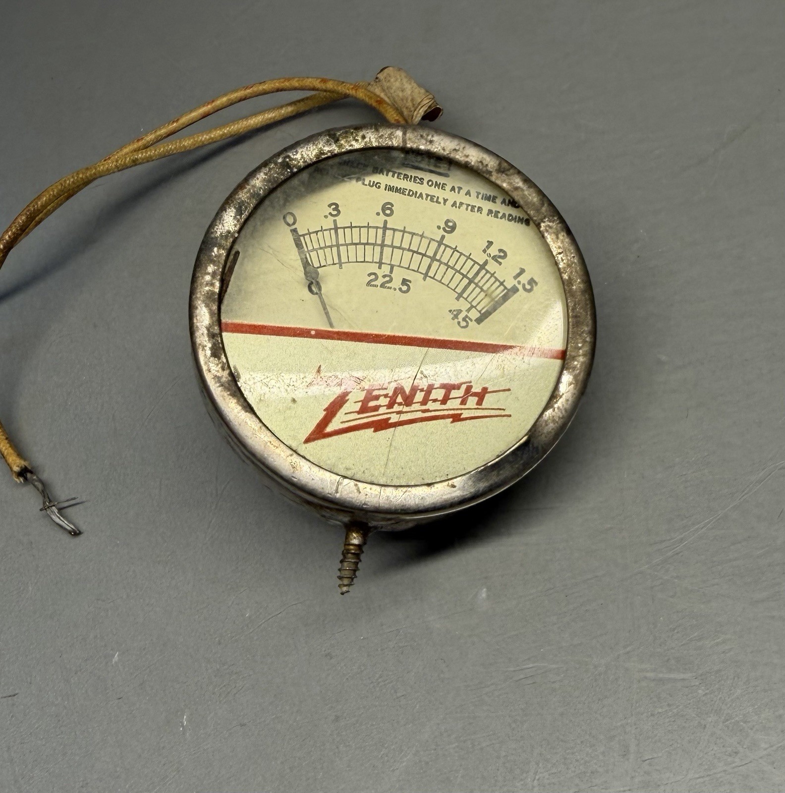 Vintage Zenith Battery Tester Meter Gauge