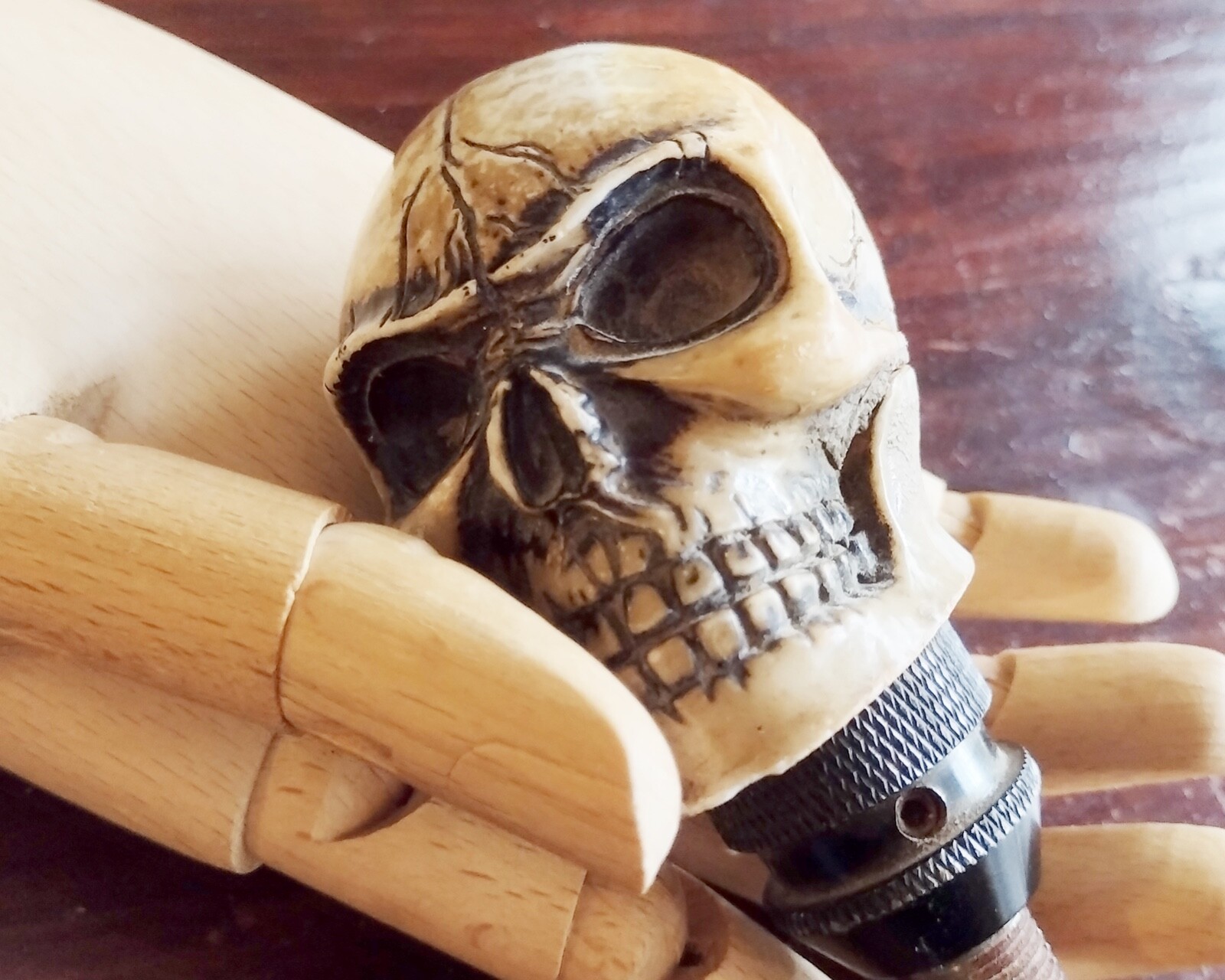 Skull on Threaded Post – Skull Knob – Auto Accessory Creepy – Heavy