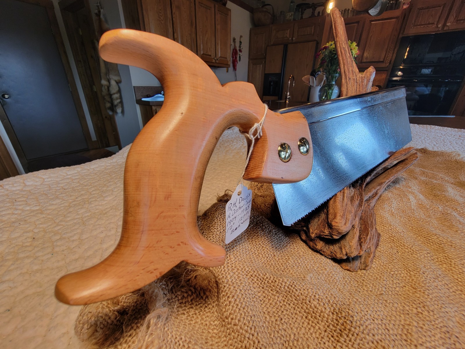 ANTIQUE BACK SAW R.H.DAVIS 12” By HENRY DISSTON 12 TPI Sharp. 1904-35 EXC.