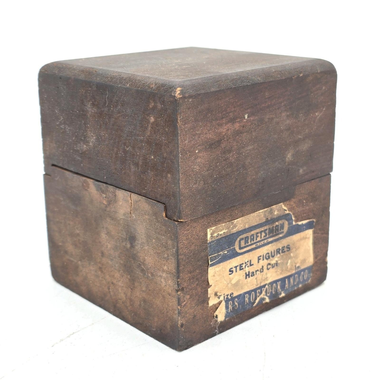 Craftsman Steel 1/4 Number Stamp Set Wood Block Case Sears Roebuck 1940s–1960s