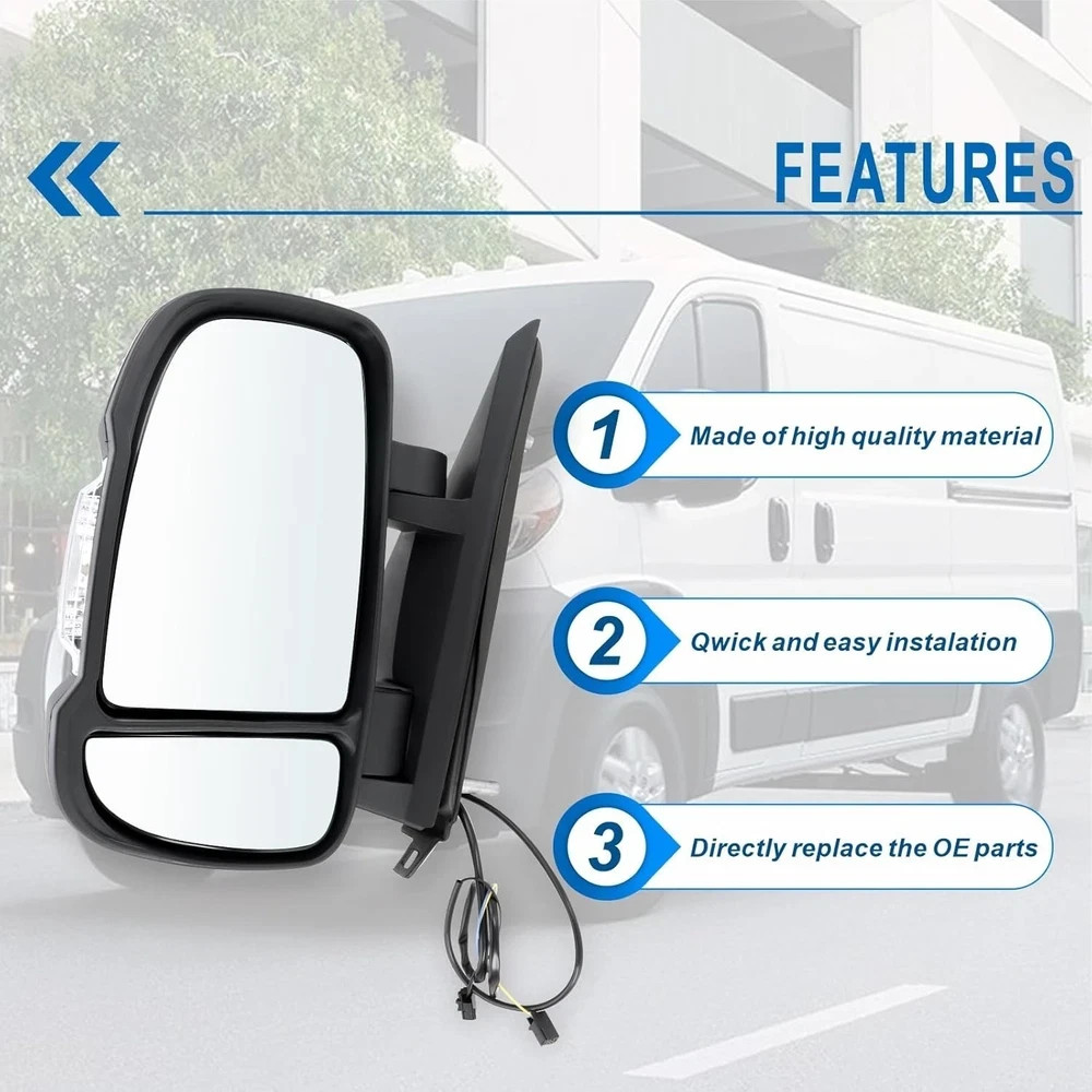 Left Driver Side Mirror Compatible with 2014-2025 Ram Promaster 1500/2500/3500 w