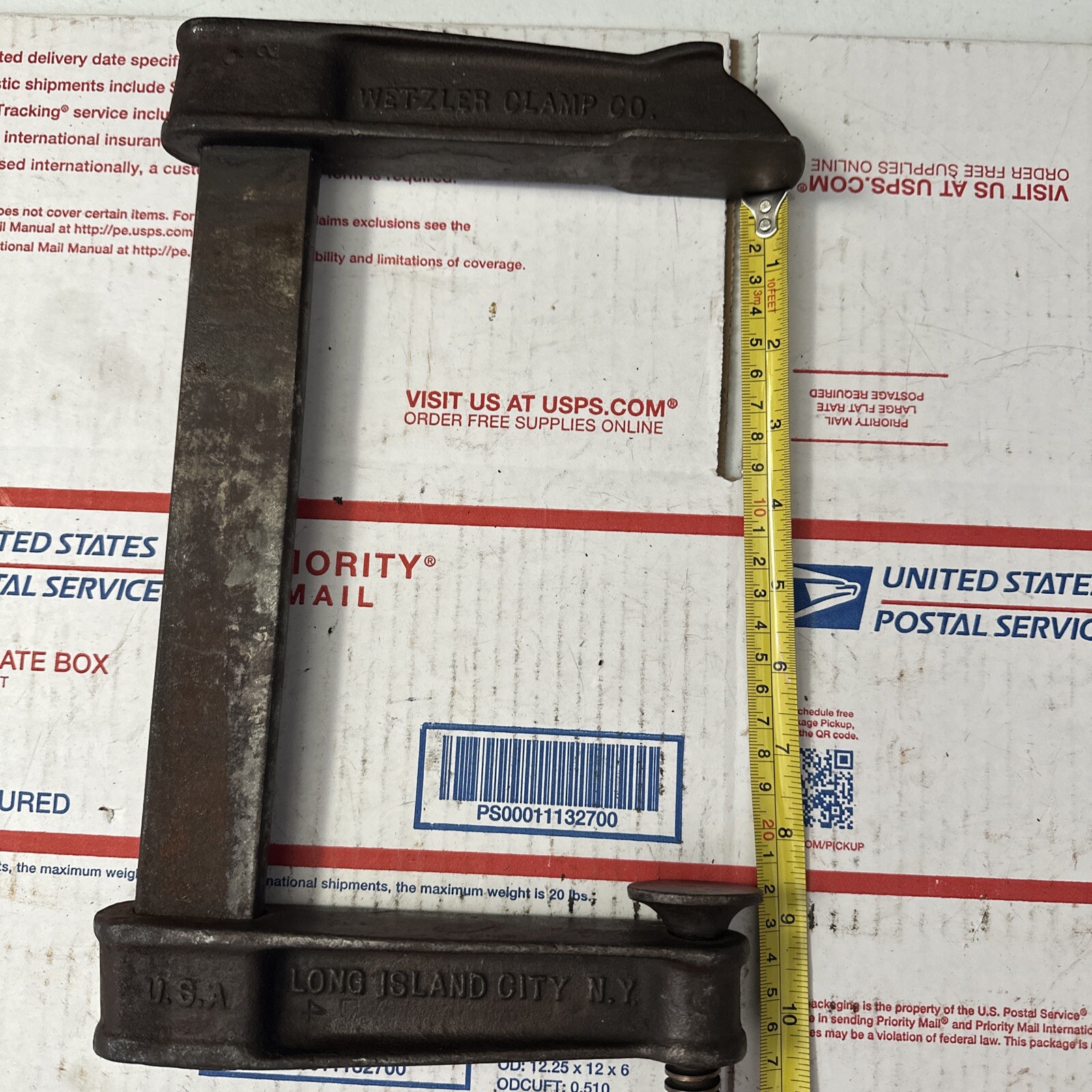 Vintage Iron Wetzler Bar Clamp W110 W111 Long Island NY USA Woodworking Clamp