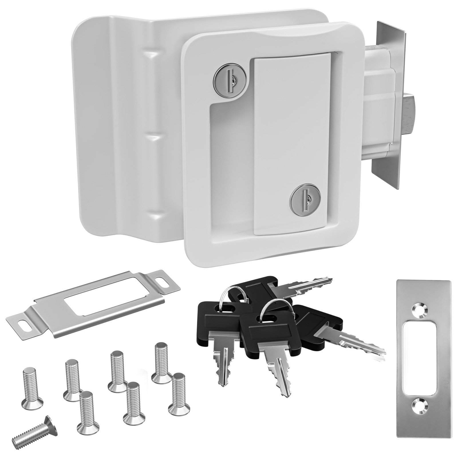 RV Door Lock with Paddle Deadbolt, Camper Door Handle Latch, 100% Metal RV En…