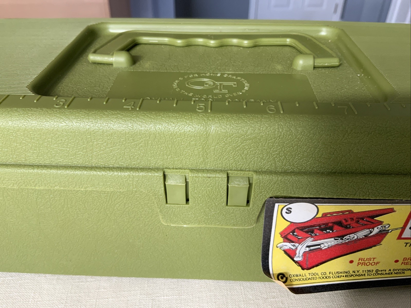Vintage 1972 Oxwall Tool & Tackle Box W/Cantilever Tray #1482 NOS Avocado Green