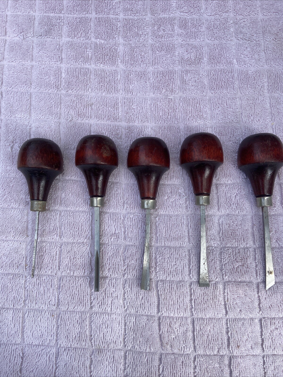 5-pc GARRETT WADE Woodworking Hand Tool Micro Carving Gouge Chisels, Vintage USA