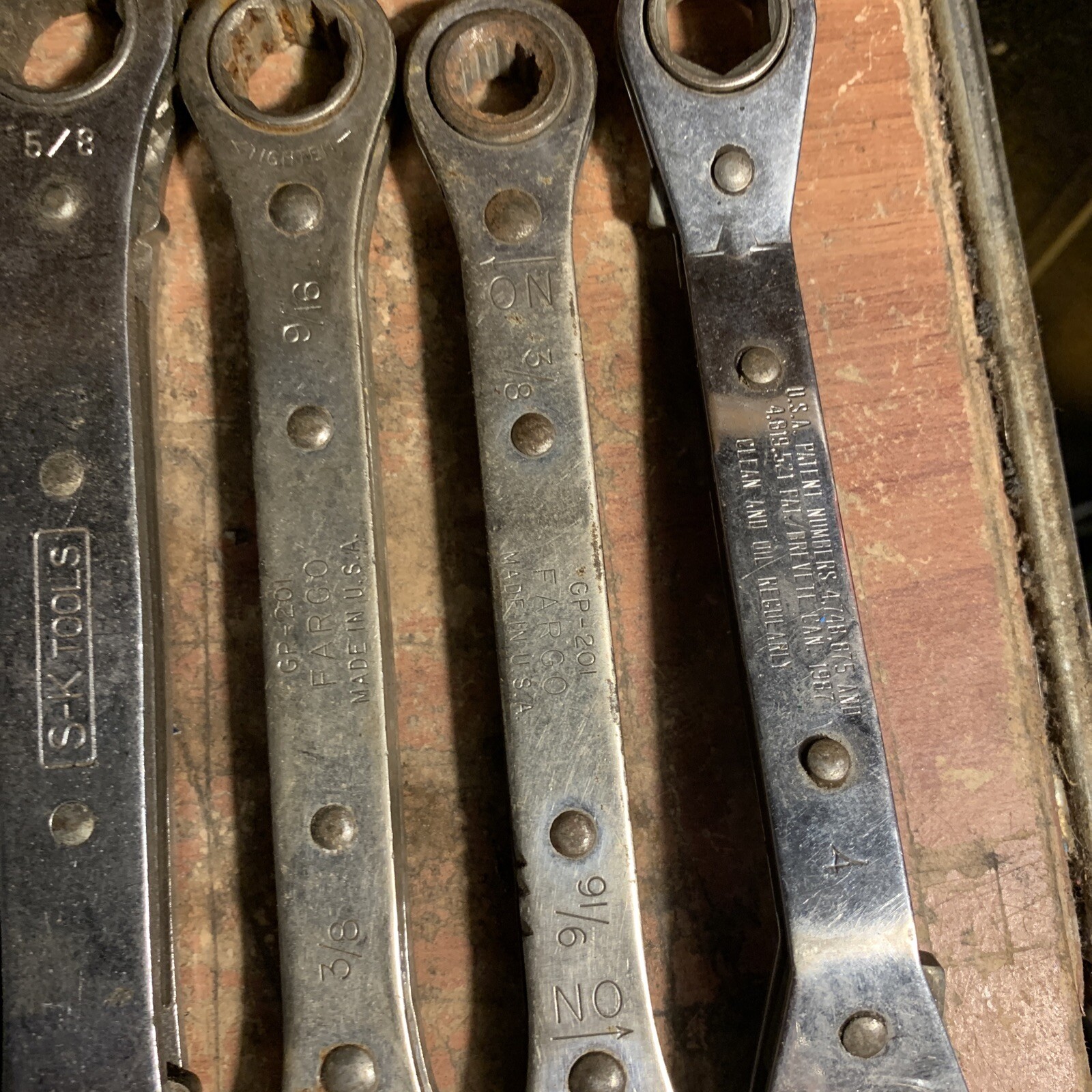 VINTAGE LOT OF 7 RATCHETING WRENCHES USA CRAFTSMAN FARGO USA