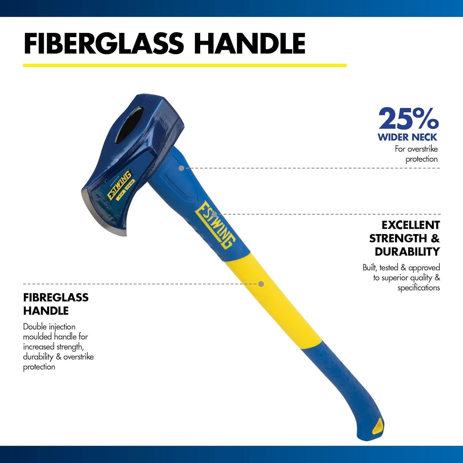 8 lb Wood Splitting Maul with 36-Inch Fiberglass Handle – Forged Head Hardene…