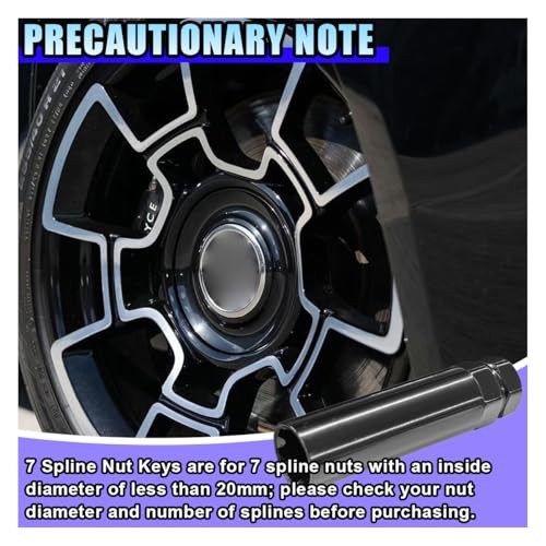 7 Point Spline Drive Tuner Socket Key Tool, Lug Nuts Socket Wrench Black