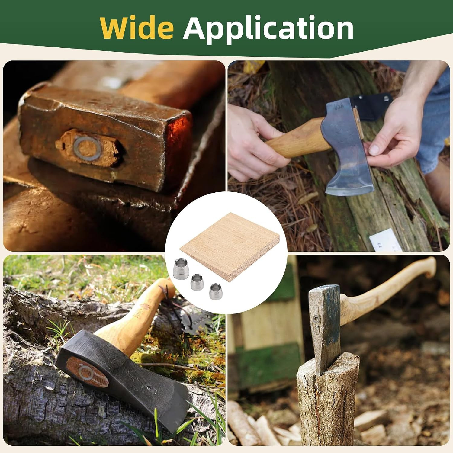 Axe Hammer Handle Wedge Kit Compatible with Diaotec Axe Hammer Sledge, 1 Wooden