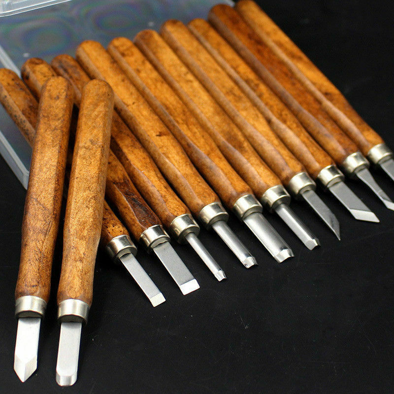 Professional Wood Carving Hand Chisel Tool 12Pcs Set Woodworking Gouges Steel