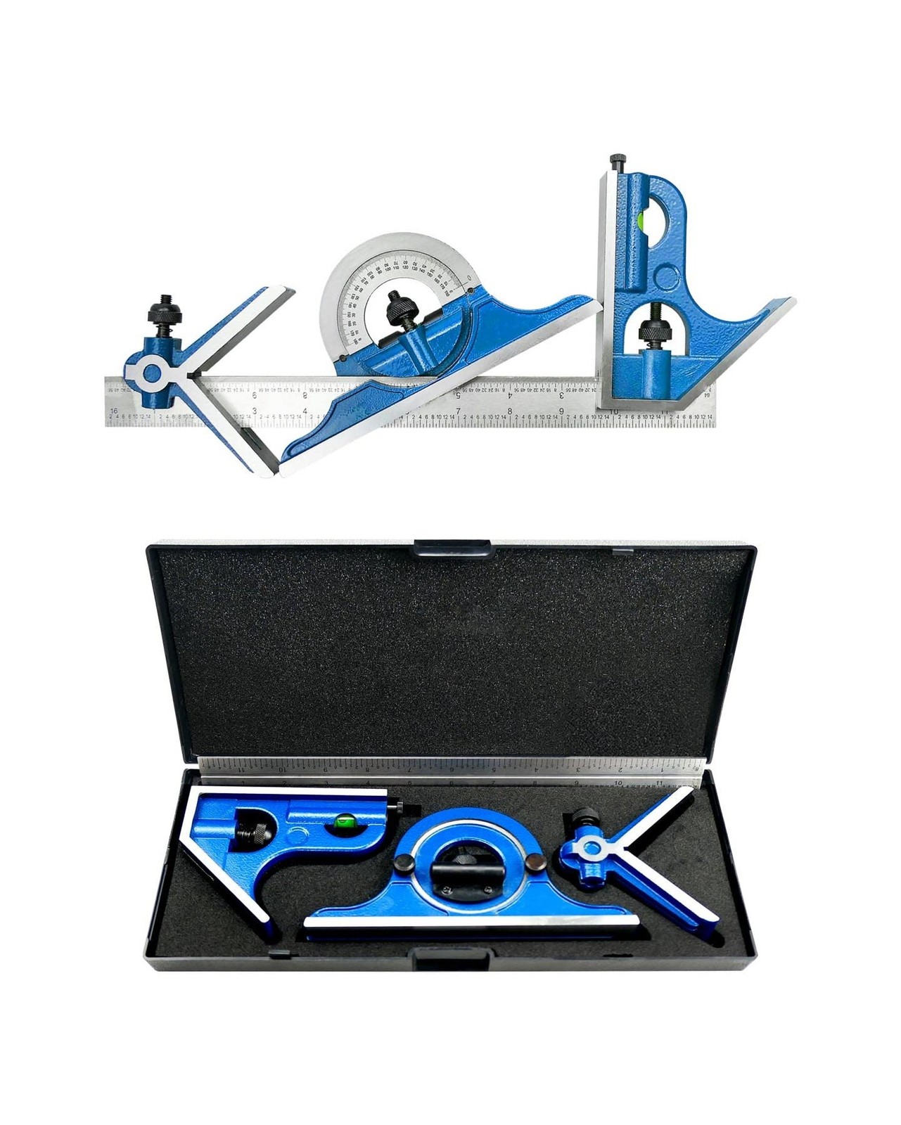 12 Inch 4 Combination Square Ruler Set Protractor Satin, 4-R Gr… FAST USA SHIP