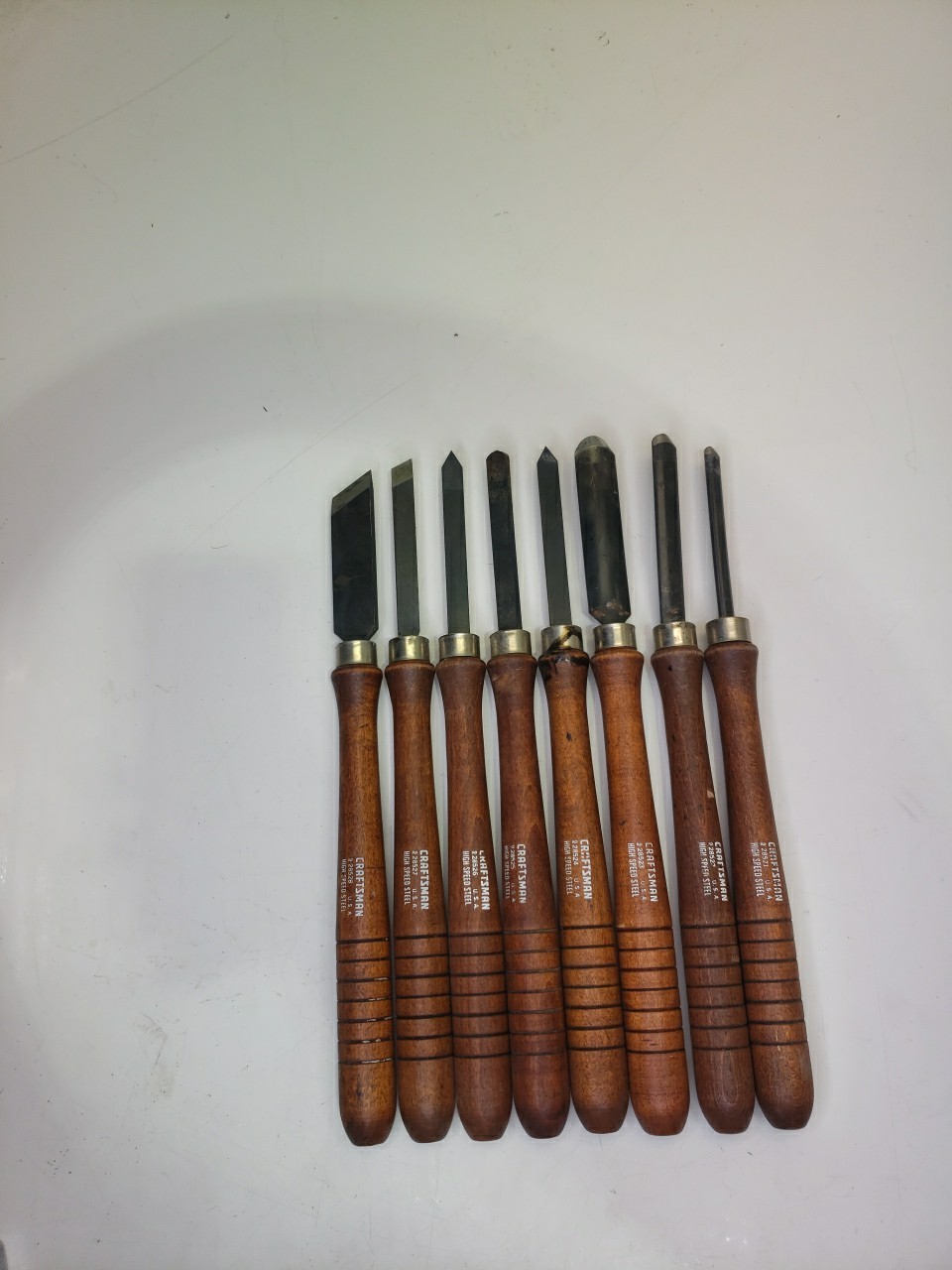 Vintage Craftsman Set Of 8 High-speed Steel Wood Turning Lathe Chisels 928521-28