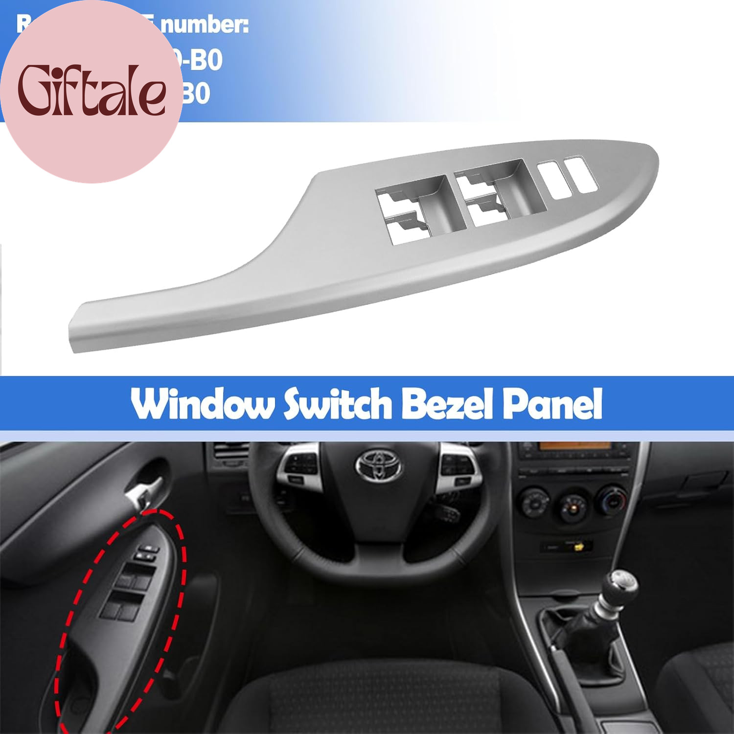 Power Window Switch Bezel Front Driver Side (Silver) Compatible with 2009-2013 T