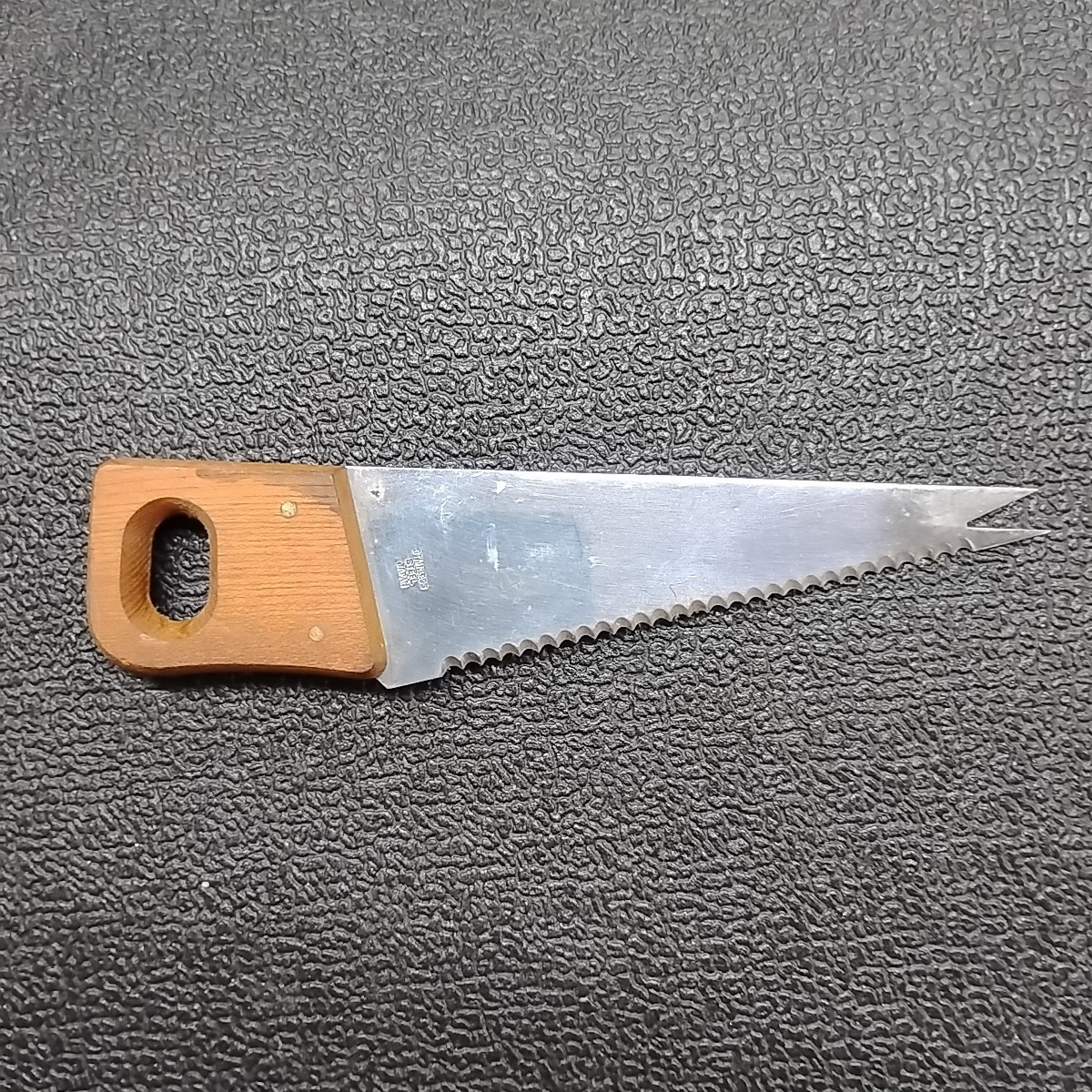 Vintage Mini Stainless Steel Serrated Steak Knife Stye Blade Wood Handle Handsaw