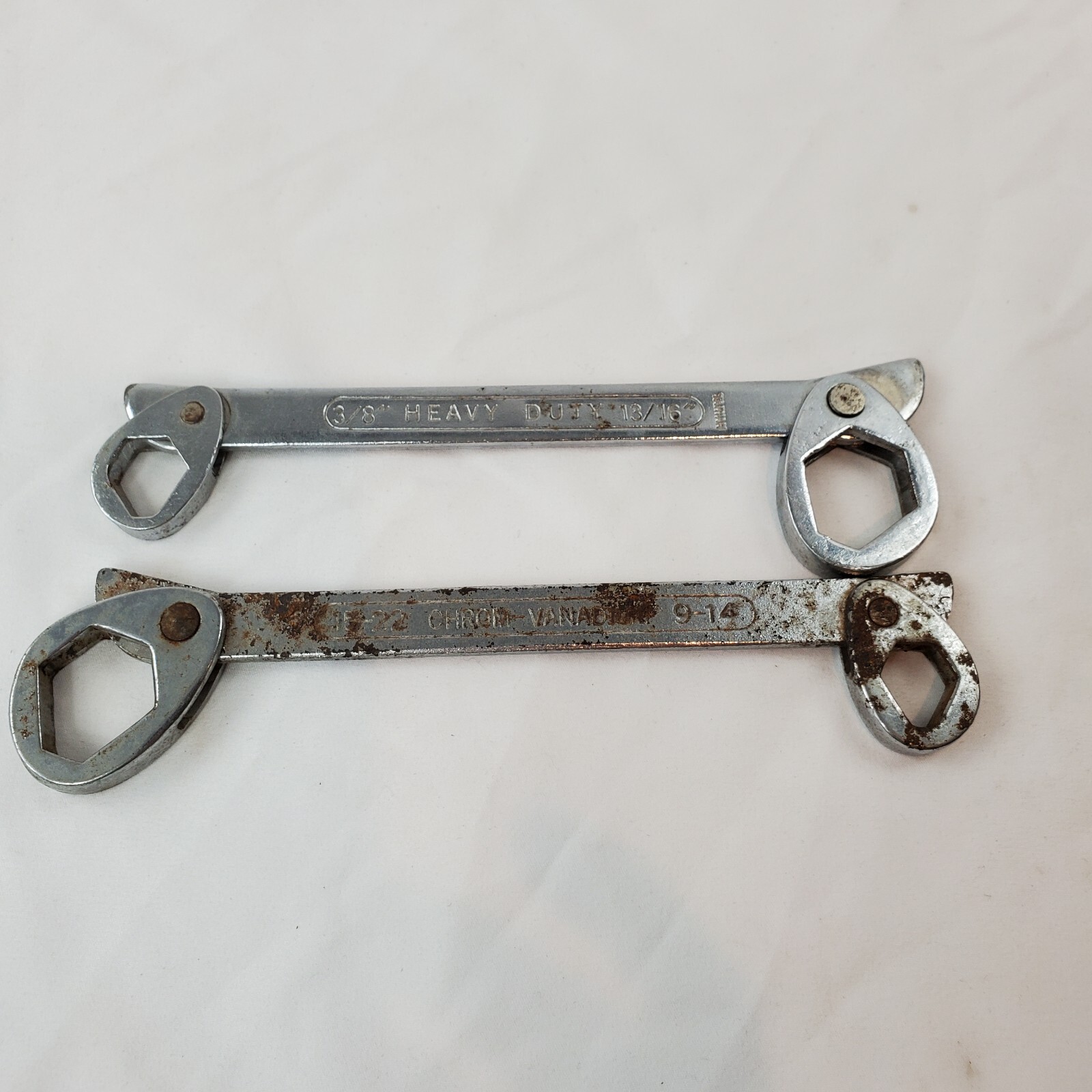 Vintage Heavy Duty Multi Wrench 9-14MM 15-22mm & Super Grip Wrench 3/8 13/16