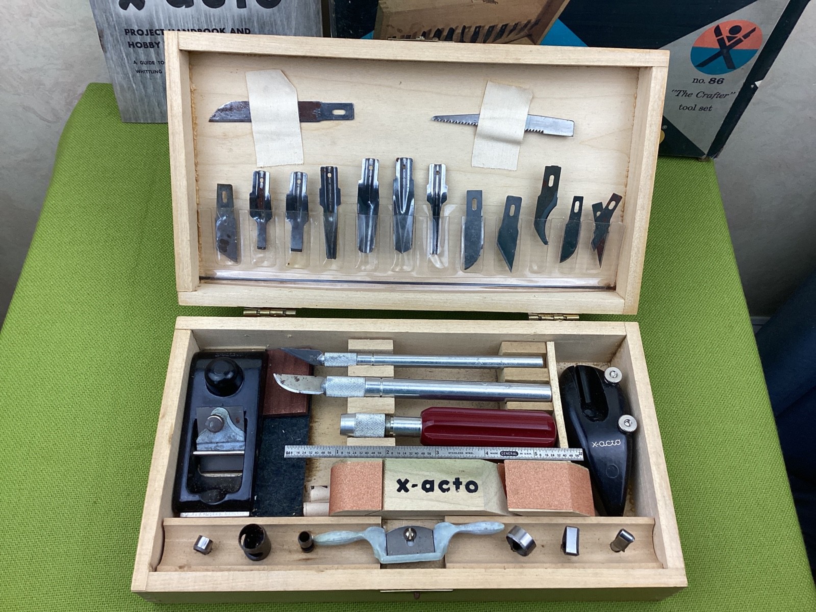 1971 X-Acto No. 86 The Crafter Hobby Tool Chest Wooden Original Box Extra Tools