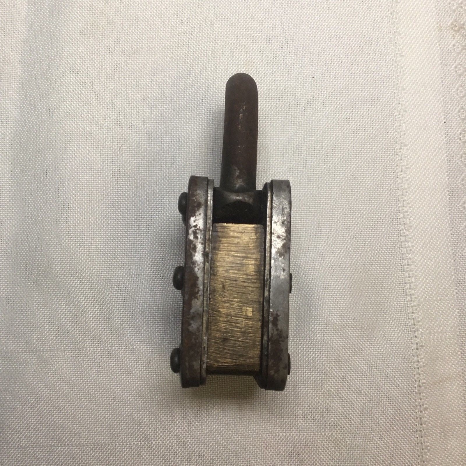 Vintage Antique Metal & Brass Lock With Original Key