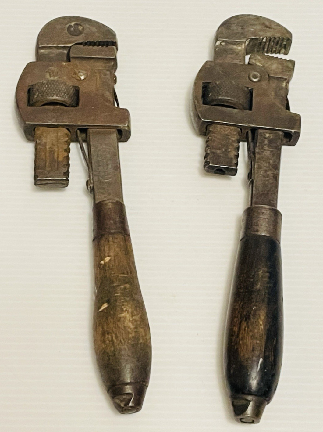 Stillson Pair of Used Vintage Hudson Forge/Moore Drop Forging 10″ Pipe Wrenches.