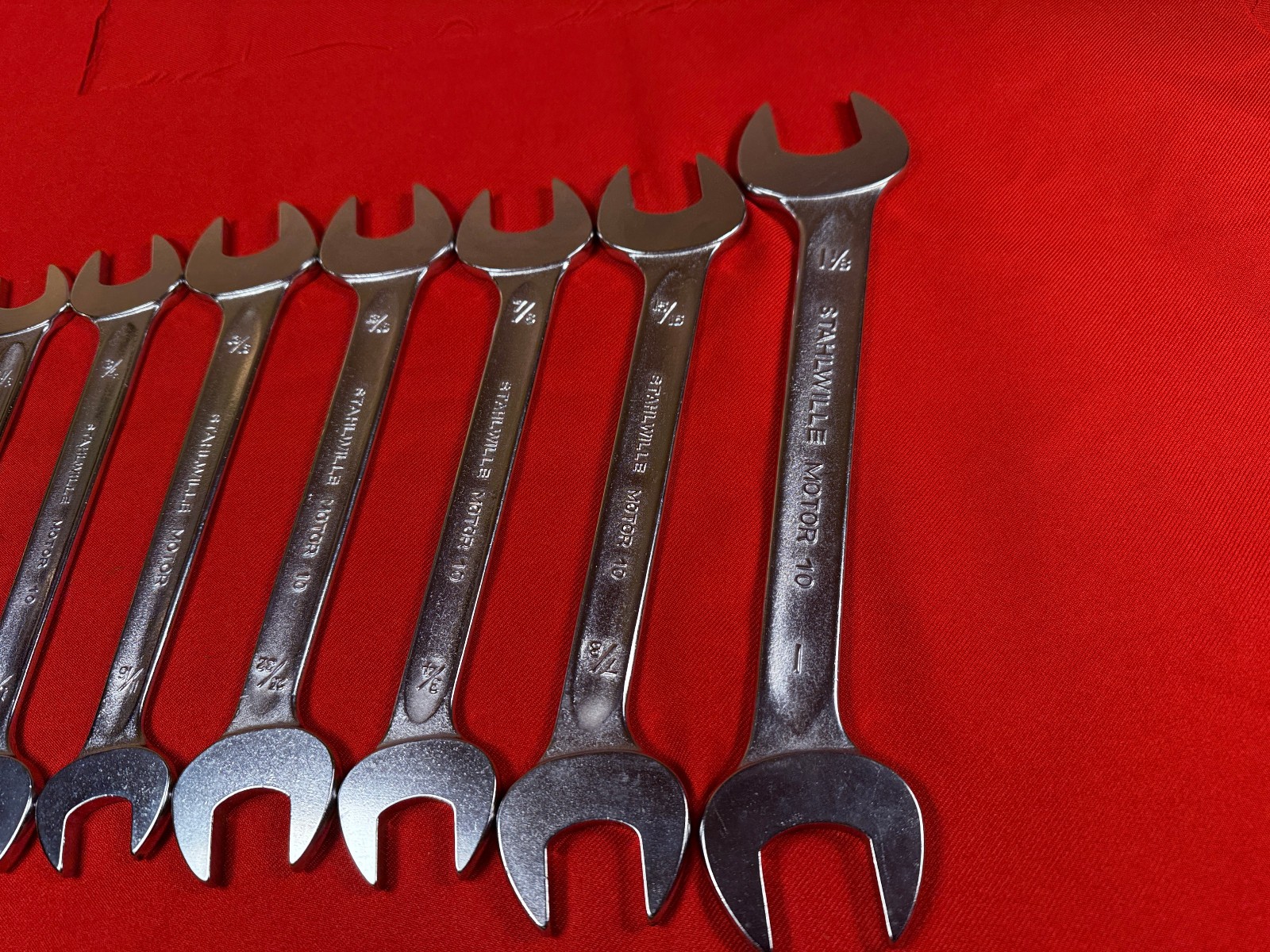 NOS 11 pc Vintage Stahlwille SAE Open End Wrench Set 10 Motor Series 1/4 -1-1/8″