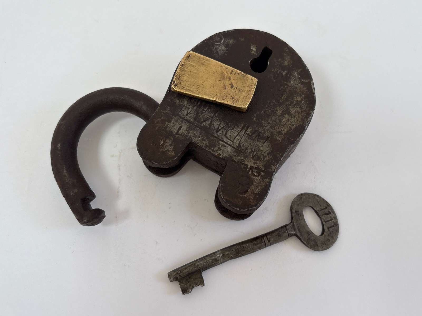 Vintage Brass Tag Iron Padlock Decorative Collectible Working Original Key