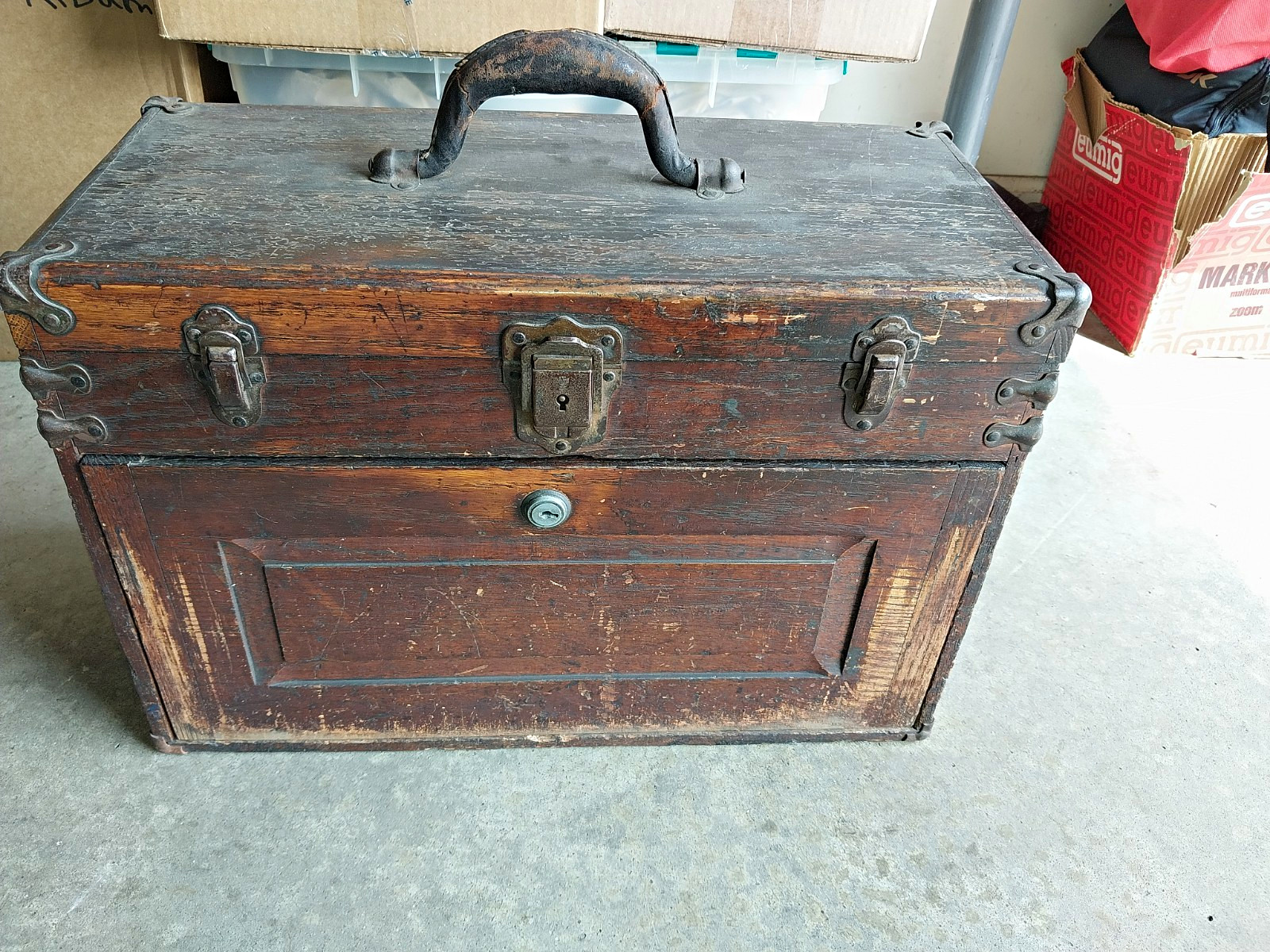 Vintage John G. Purs (George Scherr) Wooden Machinist Tool Chest