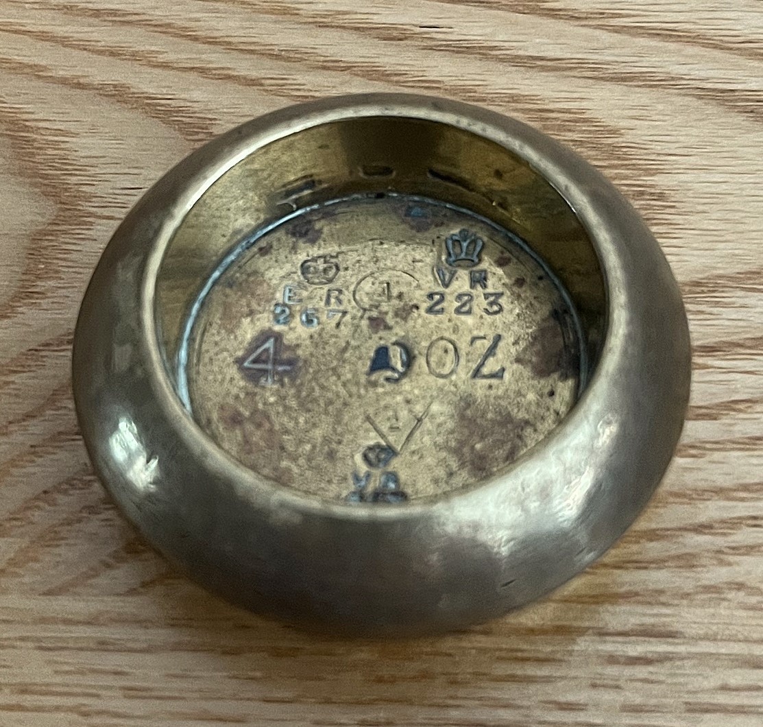Five Antique Victorian Brass Stacking Trade Weights 4lb – 4oz