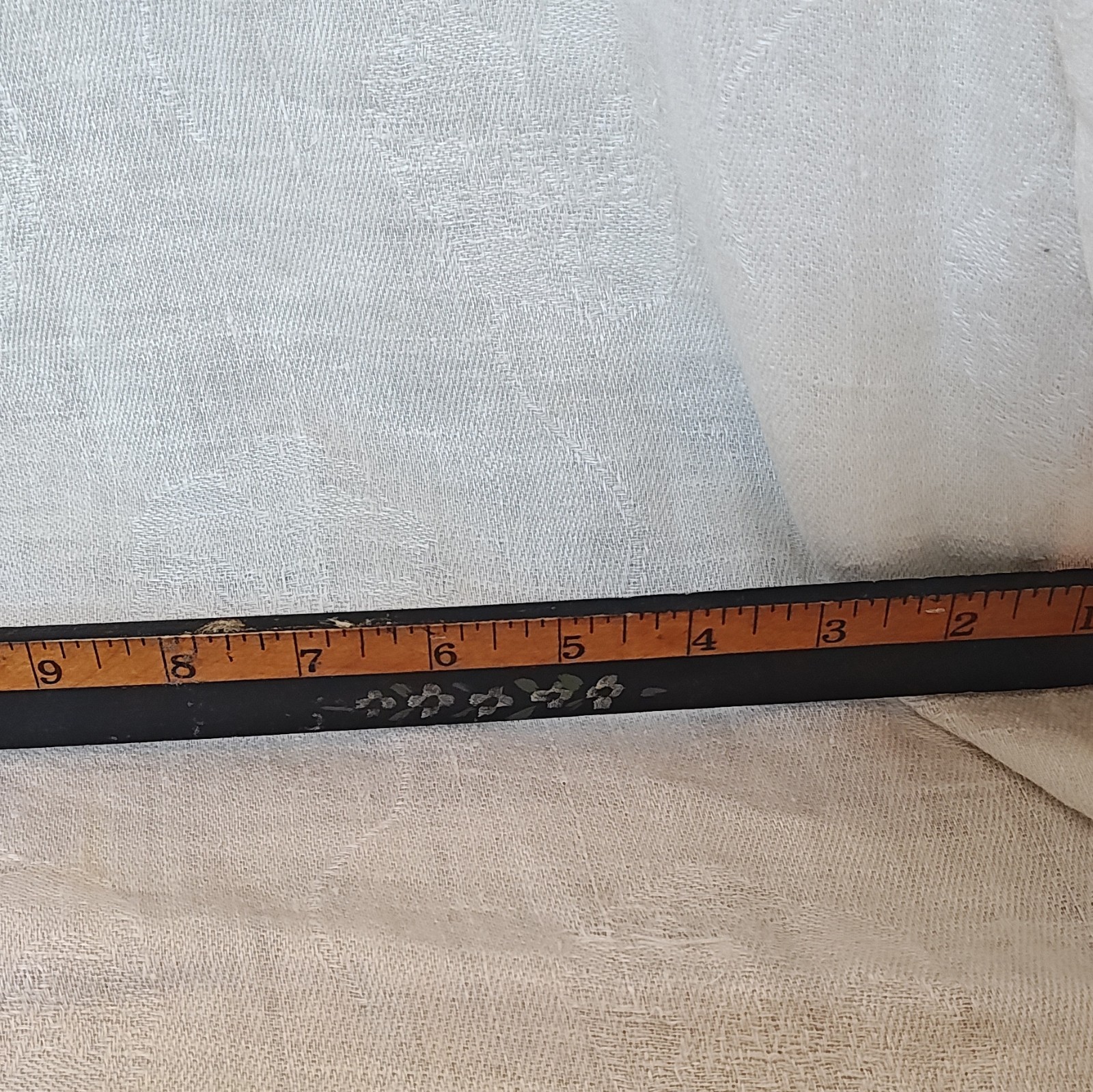 Vintage Original Wooden Yardstick Measuring Rule, Inch Markings, Floral Painted