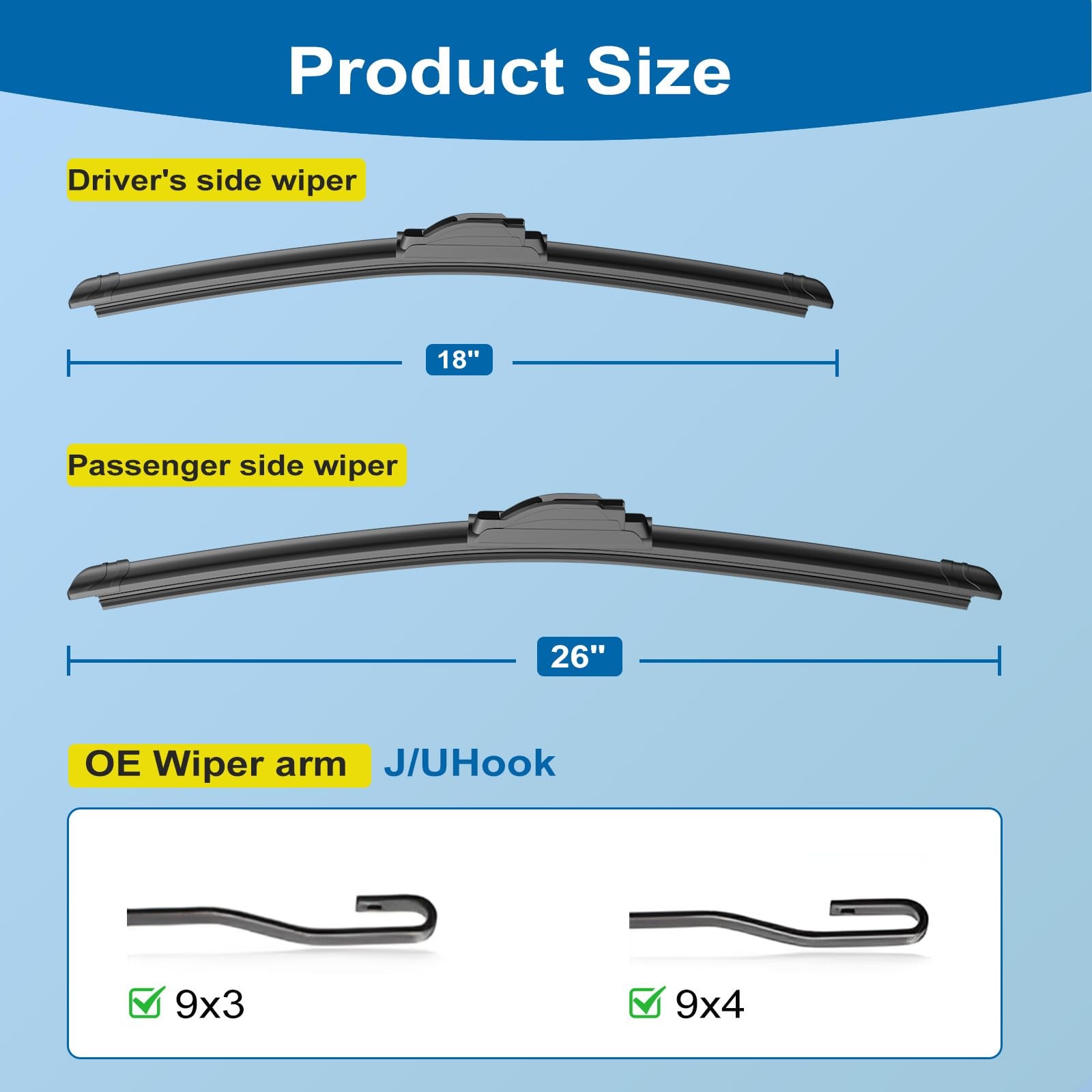 HRSNO Prius 2004-2009 Wiper Blades 26″+18″