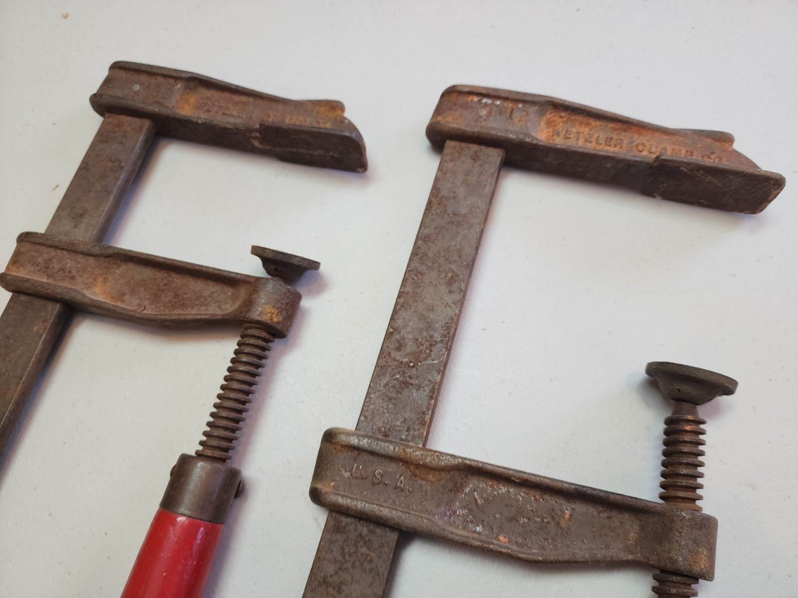 Pair of Vtg WETZLER CLAMP CO., NY, USA Sliding Bar Clamp No. 412, 12″ Open