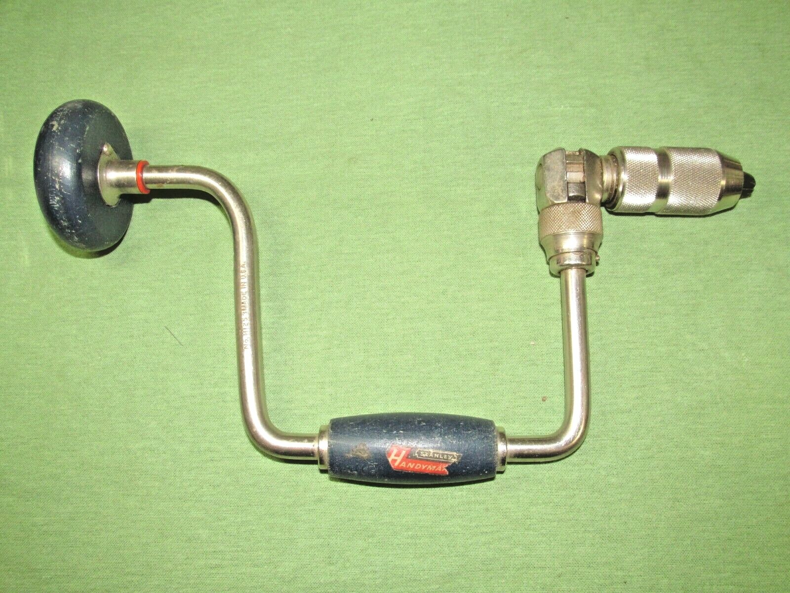 Vintage Stanley Handyman H1253 Ratcheting Brace – Nice Wood & Sticker – Clean