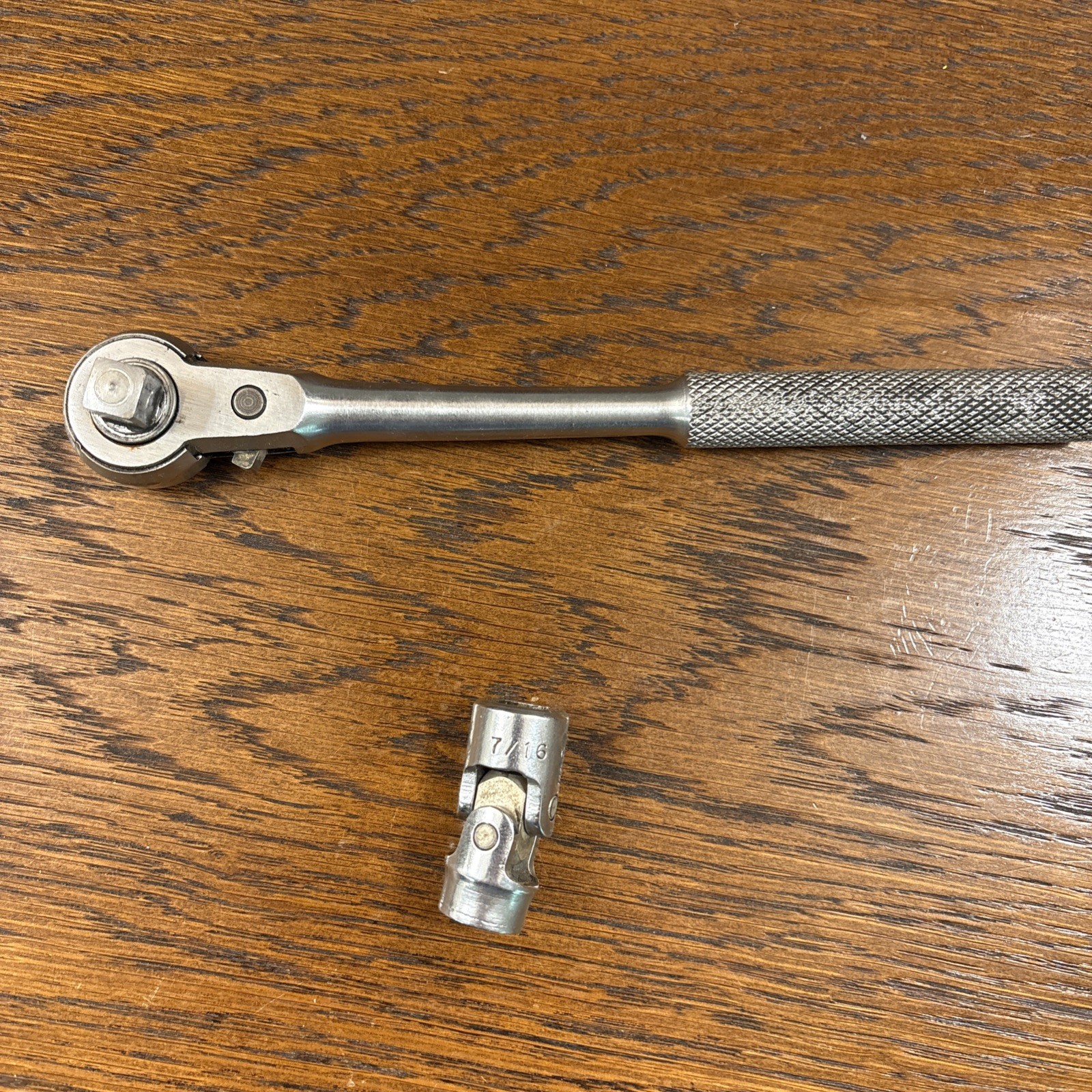 Thorsen 77J 3/8″ Drive Open Gear Ratchet & 414J 7/16” Universal Swivel Socket