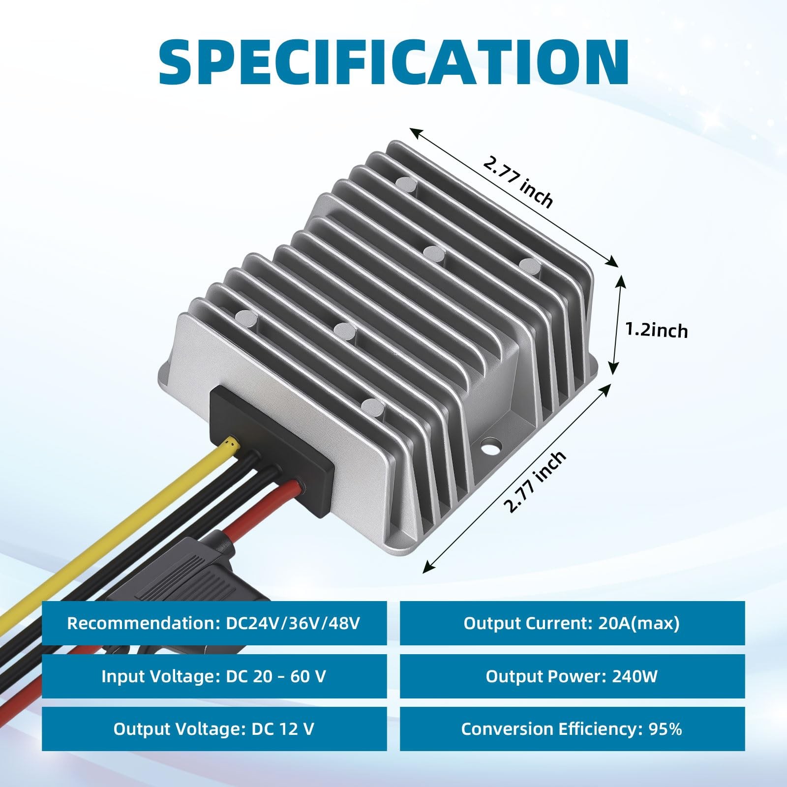 AIUWIZO 20A 240W Golf Cart DC-DC 24V 36V 48V to 12V Waterproof Converter…