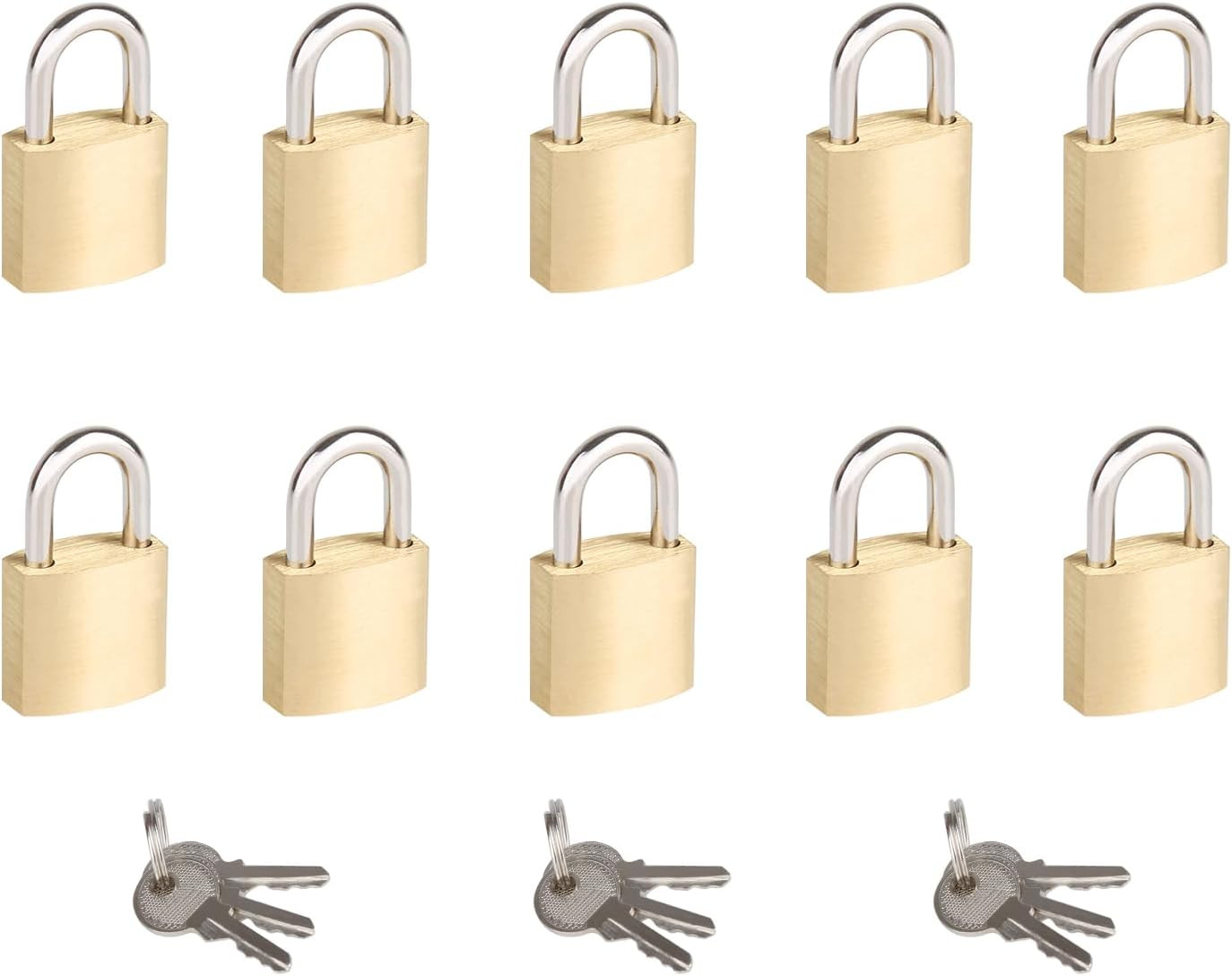 10Pack Small Locks with Same Keys, 3/4″ (20Mm) Wide Lock Body Solid Brass Padloc