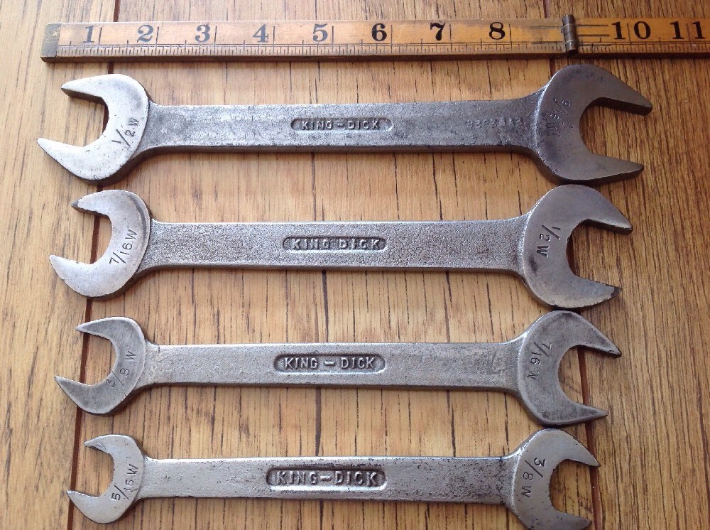 6 Vintage King Dick 9/16″to 3/16″Whitworth Open Ended Spanners.
