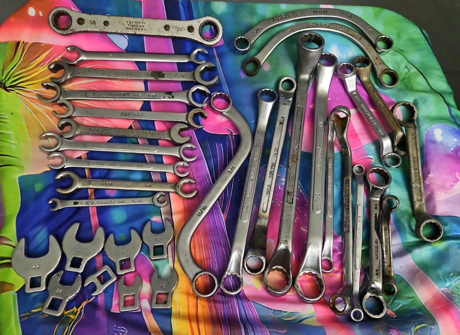 Vintage Specialty Wrench Mixed 33 Pc. Lot – Half Moon, Crowfoot, Double Box End
