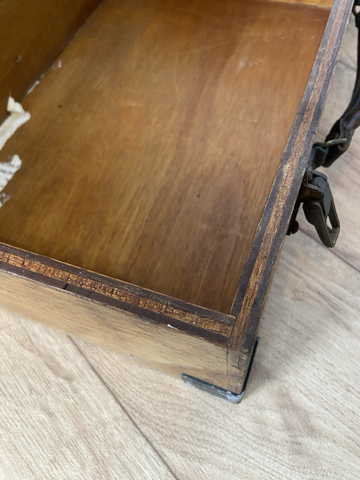 Vintage Wooden Tool Storage Box With Handle “Bld.2” Workshop School Reinforced