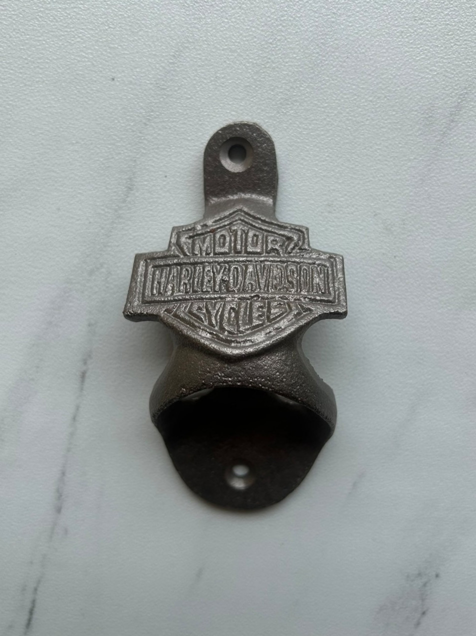 Vintage Cast Iron Harley Davidson Wall Mounted Bottle Opener Pub Bar Hotel