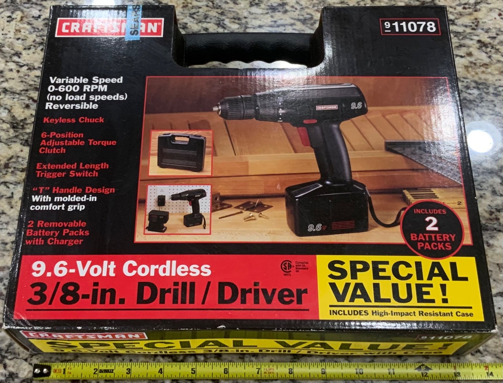 New Craftsman 9.6 Volt Cordless 3/8” Drill Driver 2 Batteries & Case 11078 NOS