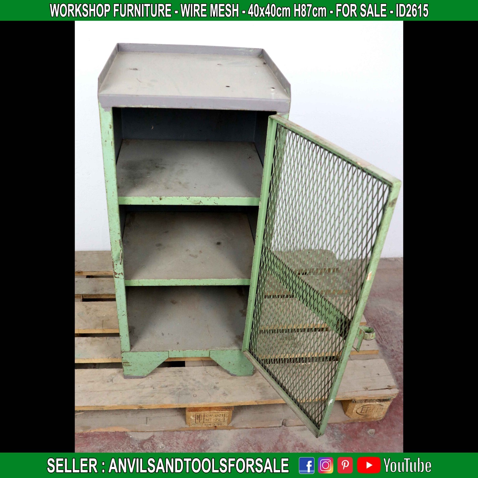 WORKSHOP FURNITURE – WIRE MESH – 40x40cm H87cm – ID2615