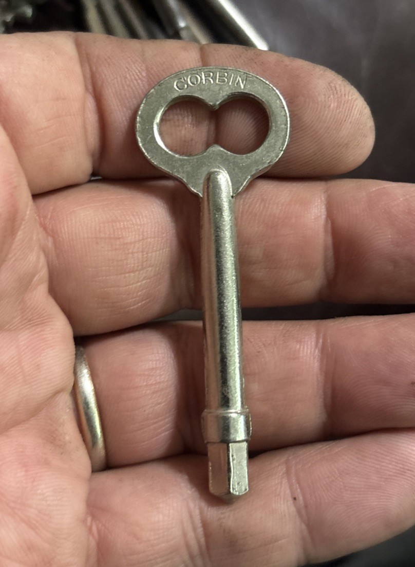 Vintage NOS Corbin Skeleton Key Vintage Mortise Door Lock 4 Sided Key