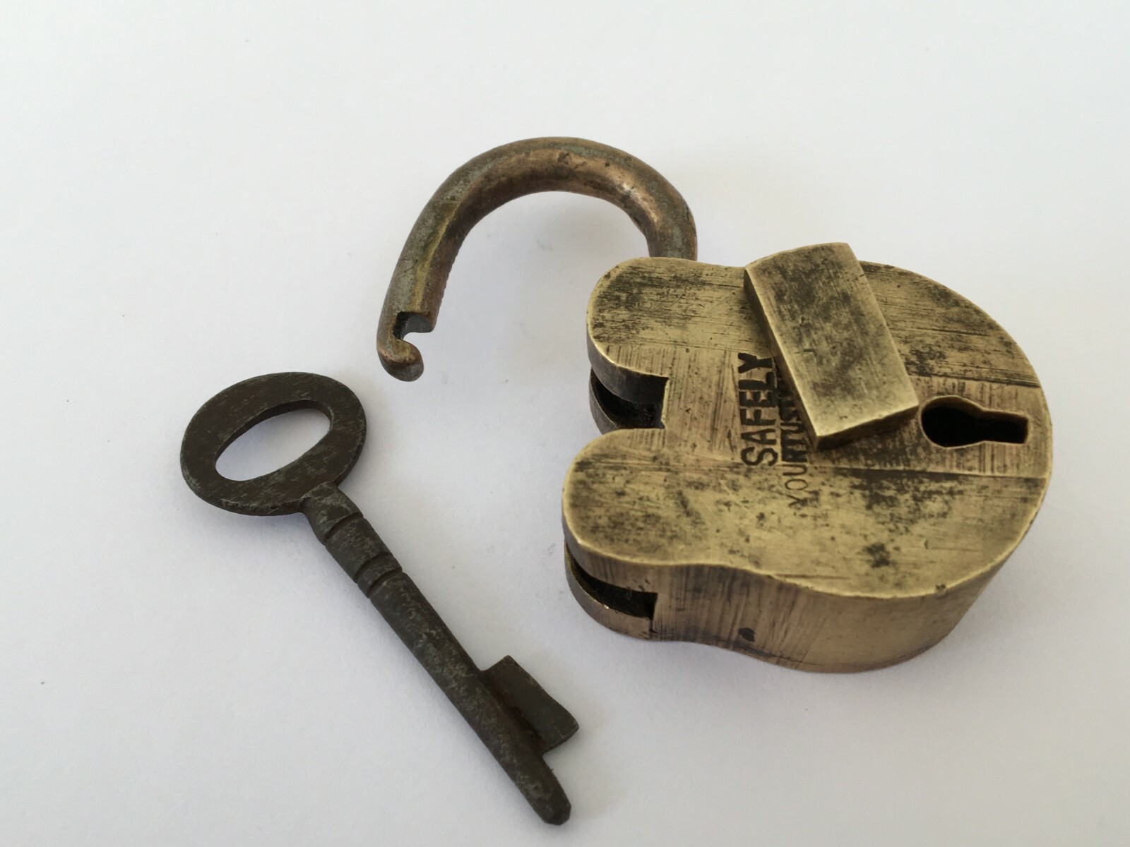 Lock Vintage Brass Padlock With Key Rich Patina Small Collectible Safely