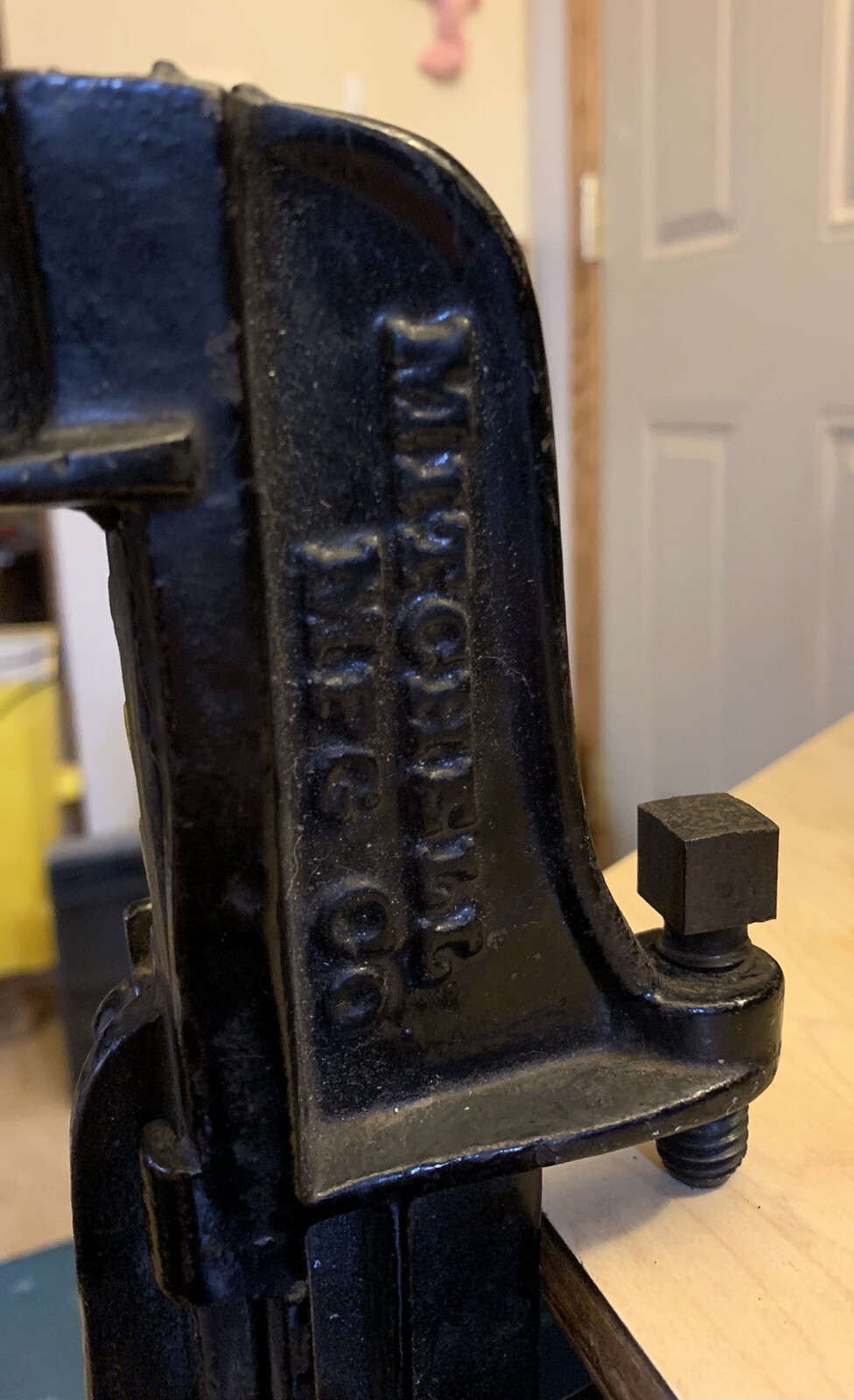 Antique Mitchell Mfg Co Cast Iron Hand Powered Drill Press