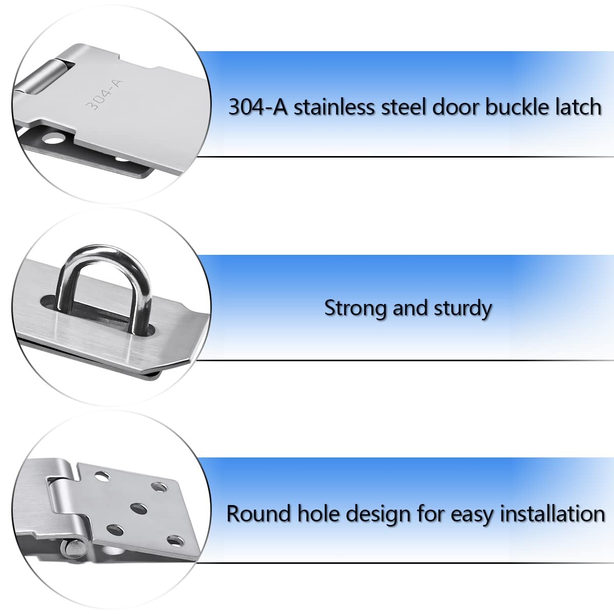 2Pcs Stainless Steel Gate Lock Hasp, Safety Packlock Clasp 5inch-Silver