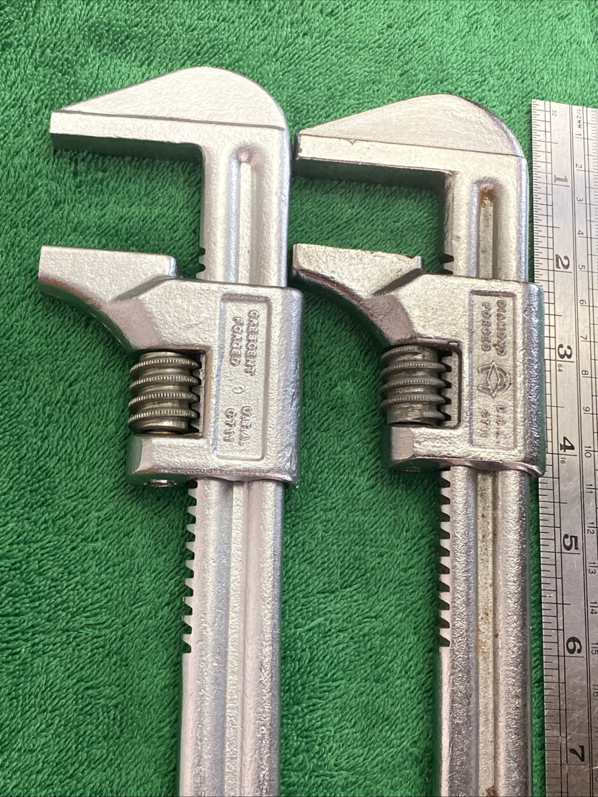 2 Vintage Diamond Forged C-711 Adjustable Monkey Wrenches USA