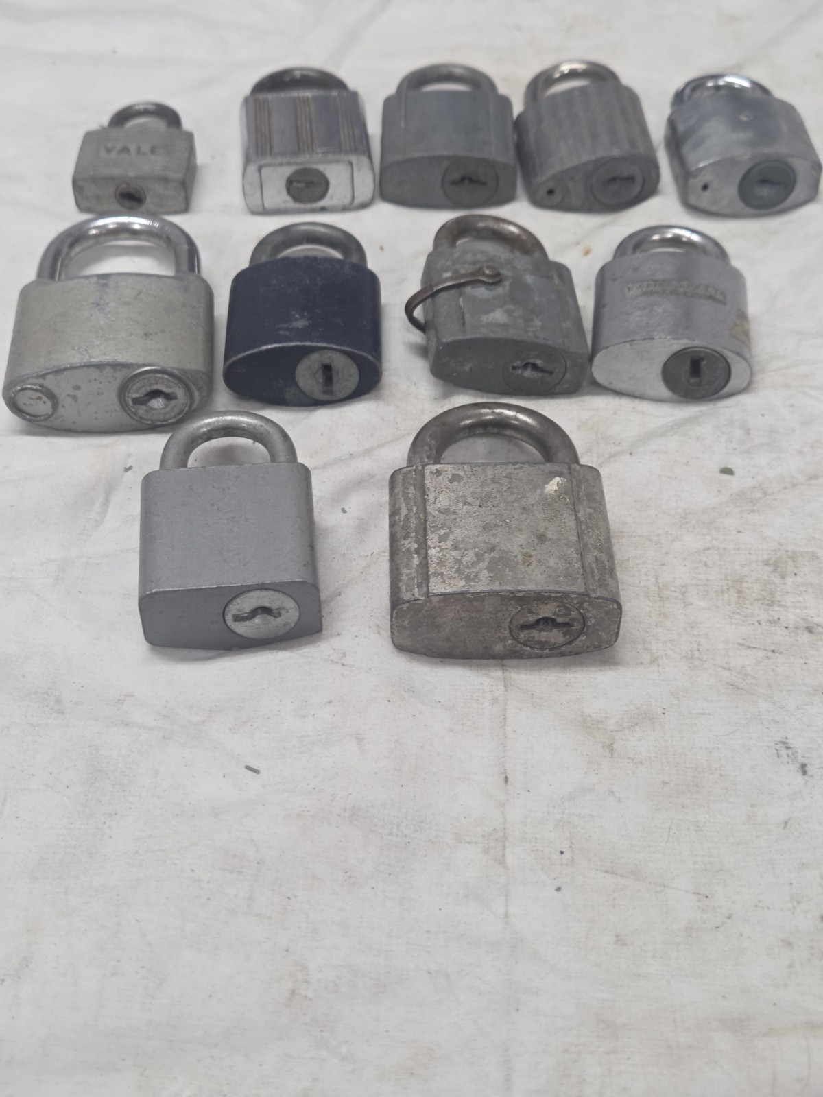 11 Pc Vintage Yale Bilt Rite Chicago Tru Test OK Padlock Lock Lot No Keys